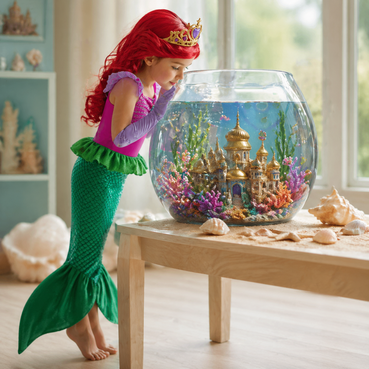 Musical Instrument Trombone - Ariel Little Mermaid Short Sleeve Tulle